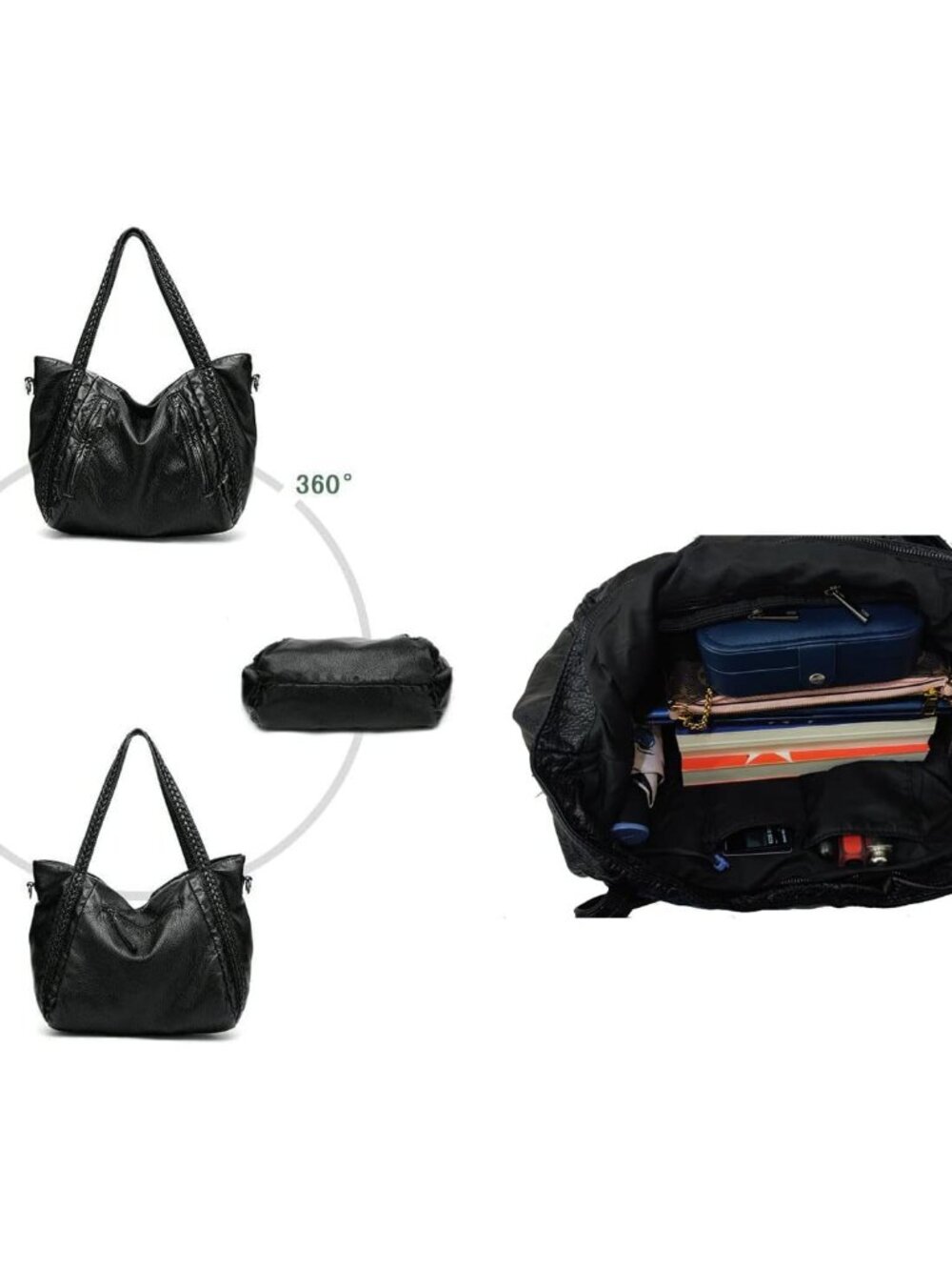 Large Purses for Women Slouchy Oversized Bag Extra Big Handbag Multi-pockets Hob - Picture 4 of 9